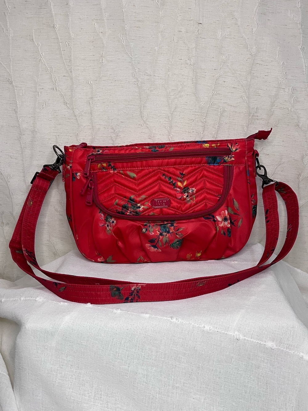 Lug Mambo Red Floral Print Crossbody Purse